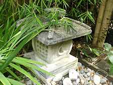 Ornate square Japanese lantern, cast using stone mixture